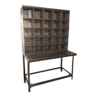 Old stripped and patinated postal sorting furniture, industrial look