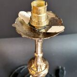Magnificent pair of table lamps in silver-plated bronze and vintage glassware