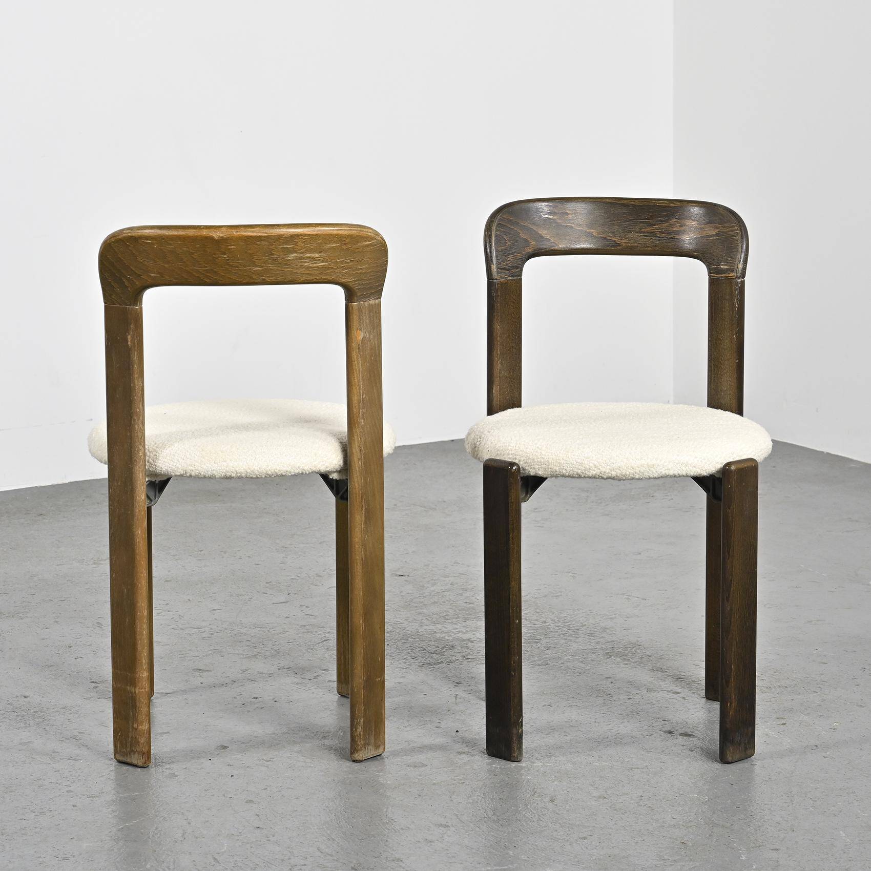 Set of 2 solid beech chairs by Bruno Rey Switzerland 1971