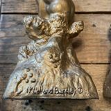 2 Seated satyr sculptures in cast bronze