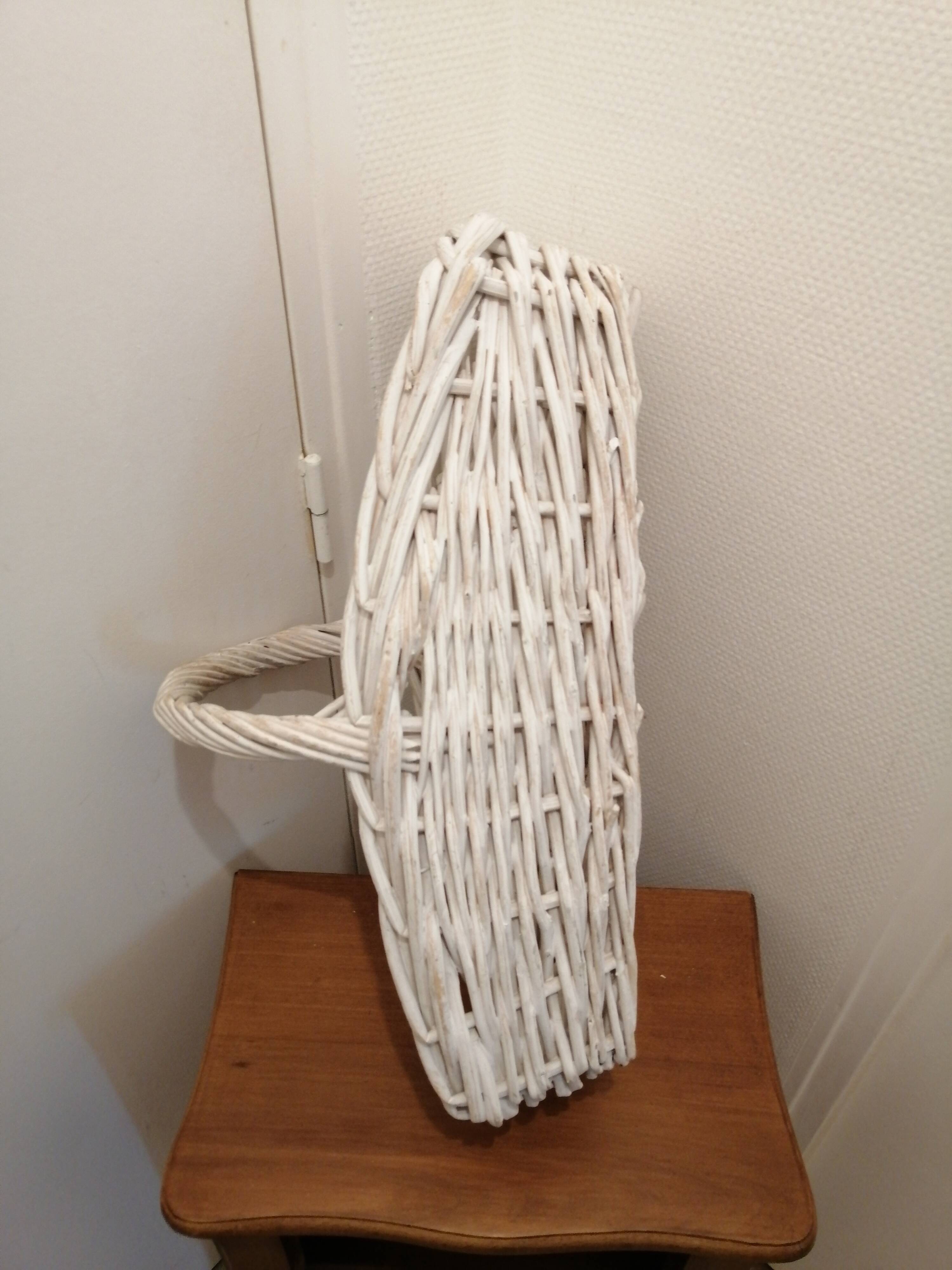 Vintage white wicker basket for flowers or others