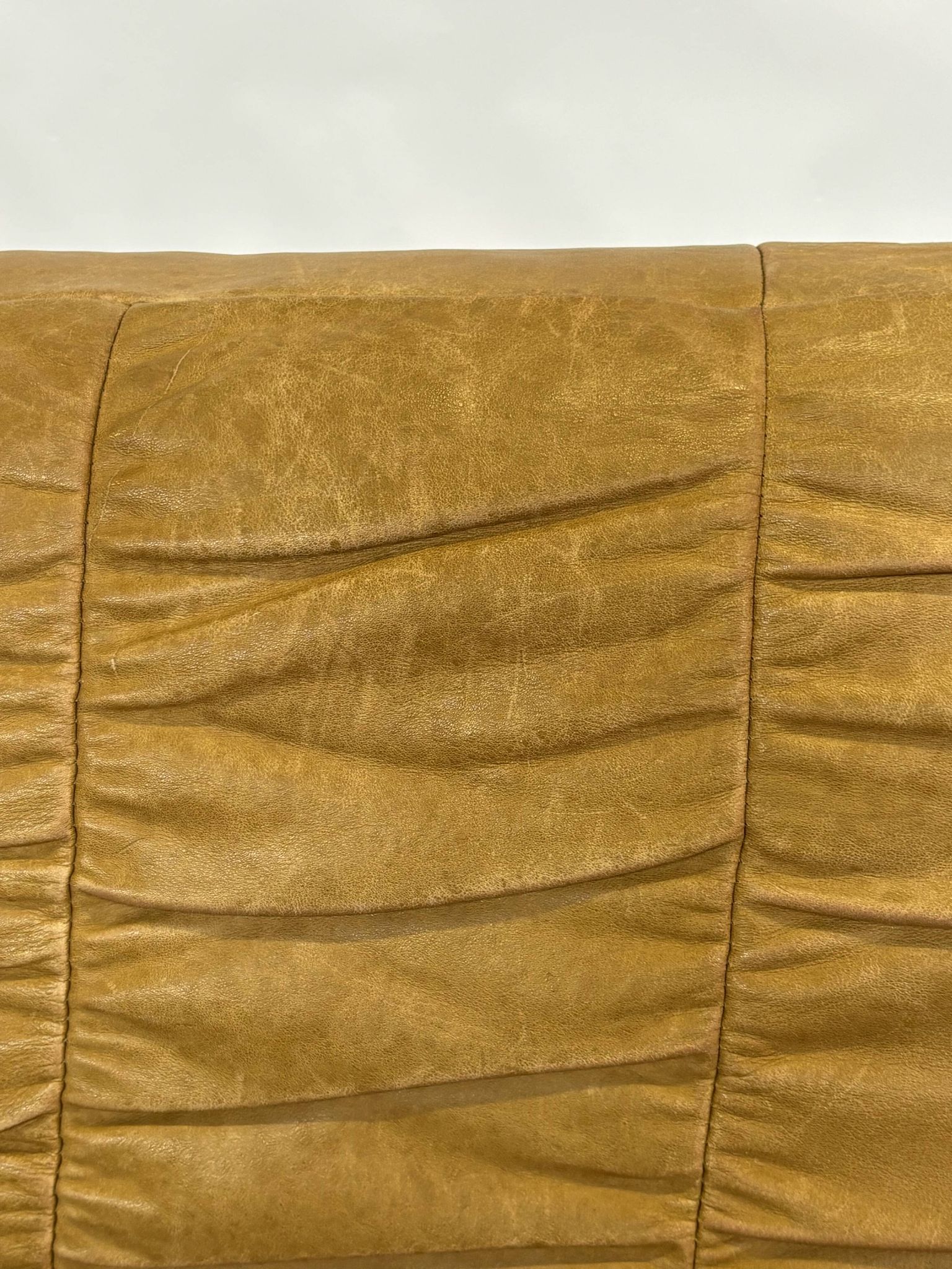 Mid-Century living room sofa in cognac , small model design