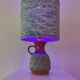 Wireless Jasba table lamp - West German pottery with fish decor | 41 cm