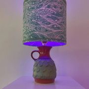 Wireless Jasba table lamp - West German pottery with fish decor | 41 cm