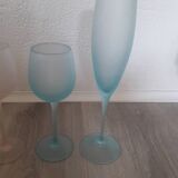 Lot tête a tête verrerie de Biot verre souffle bulle coupes à champagne verres à pieds