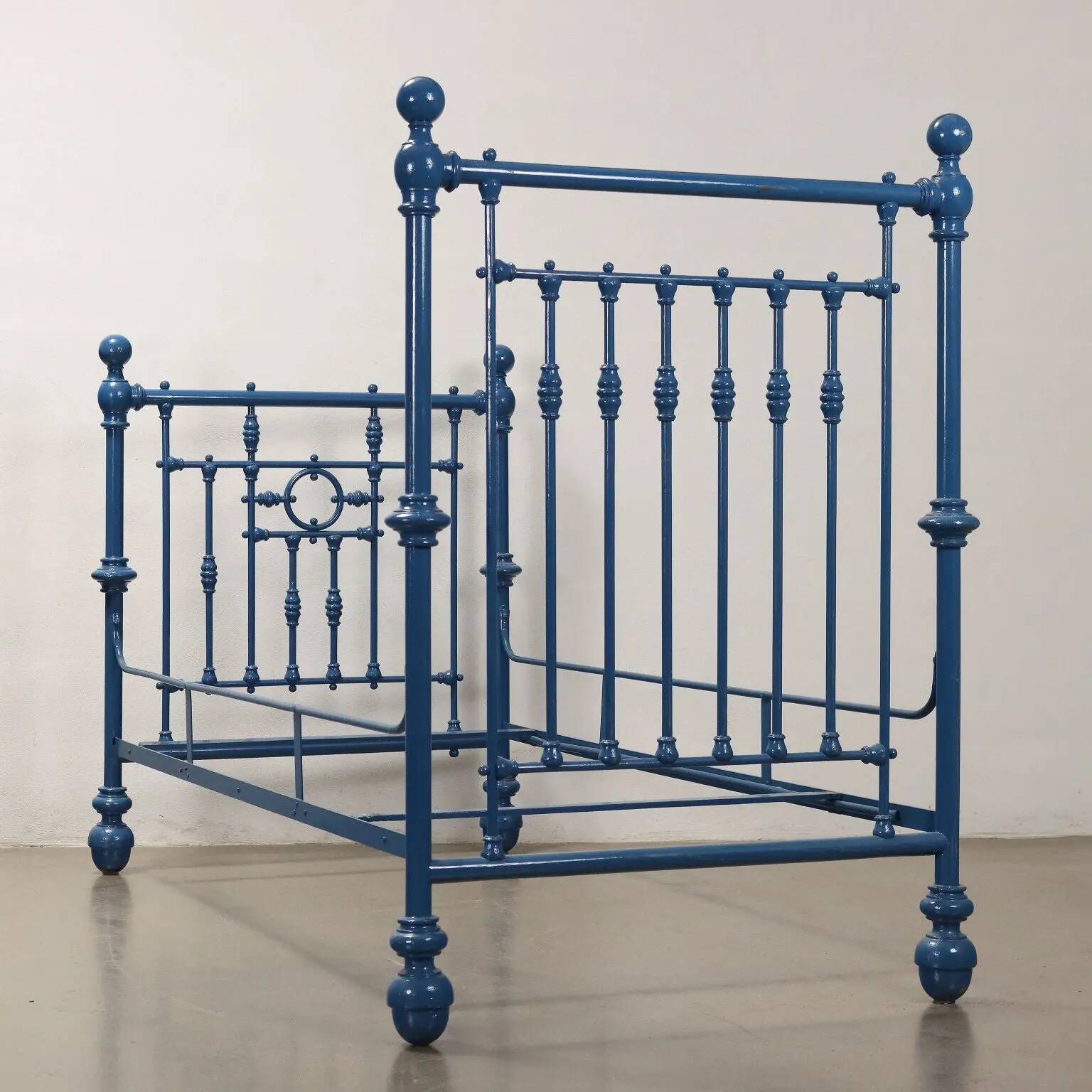 Simple old lacquered iron bed, Italy, 19th-20th century.