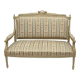 Louis XVI style bench carved with original fabrics and silks