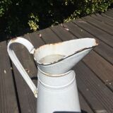 Large old enamelled broc