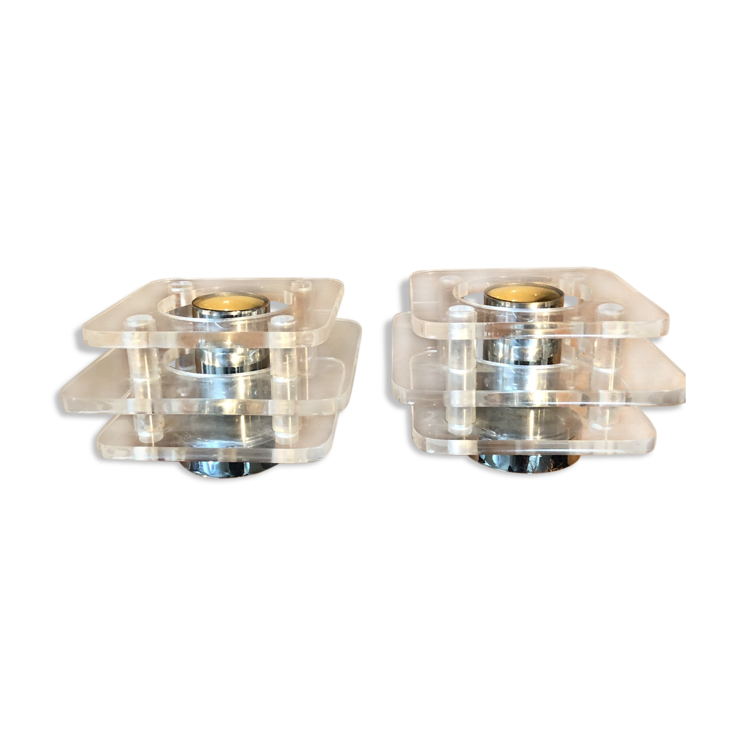 Lamps / chrome and plexiglass appliques