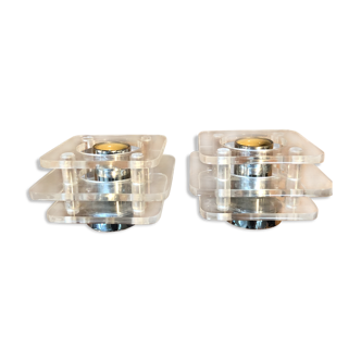 Lampes appliques chrome et plexiglas