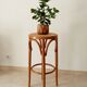 Vintage curved wooden high stool and tanned seat