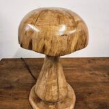 Hand-carved oak table lamp in the shape of a mushroom