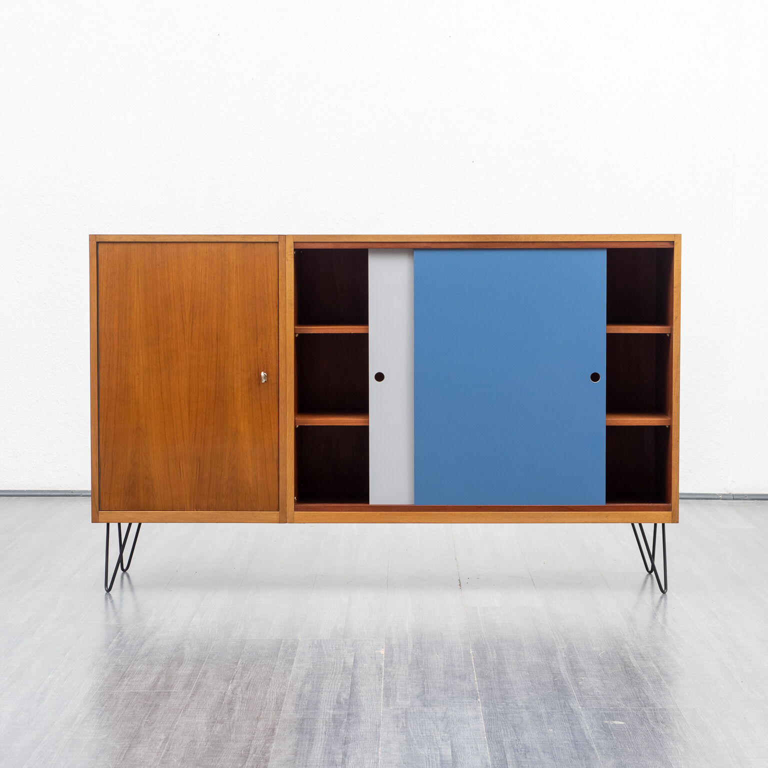 Enfilade bois de noyer portes colorée restauré 150cm
