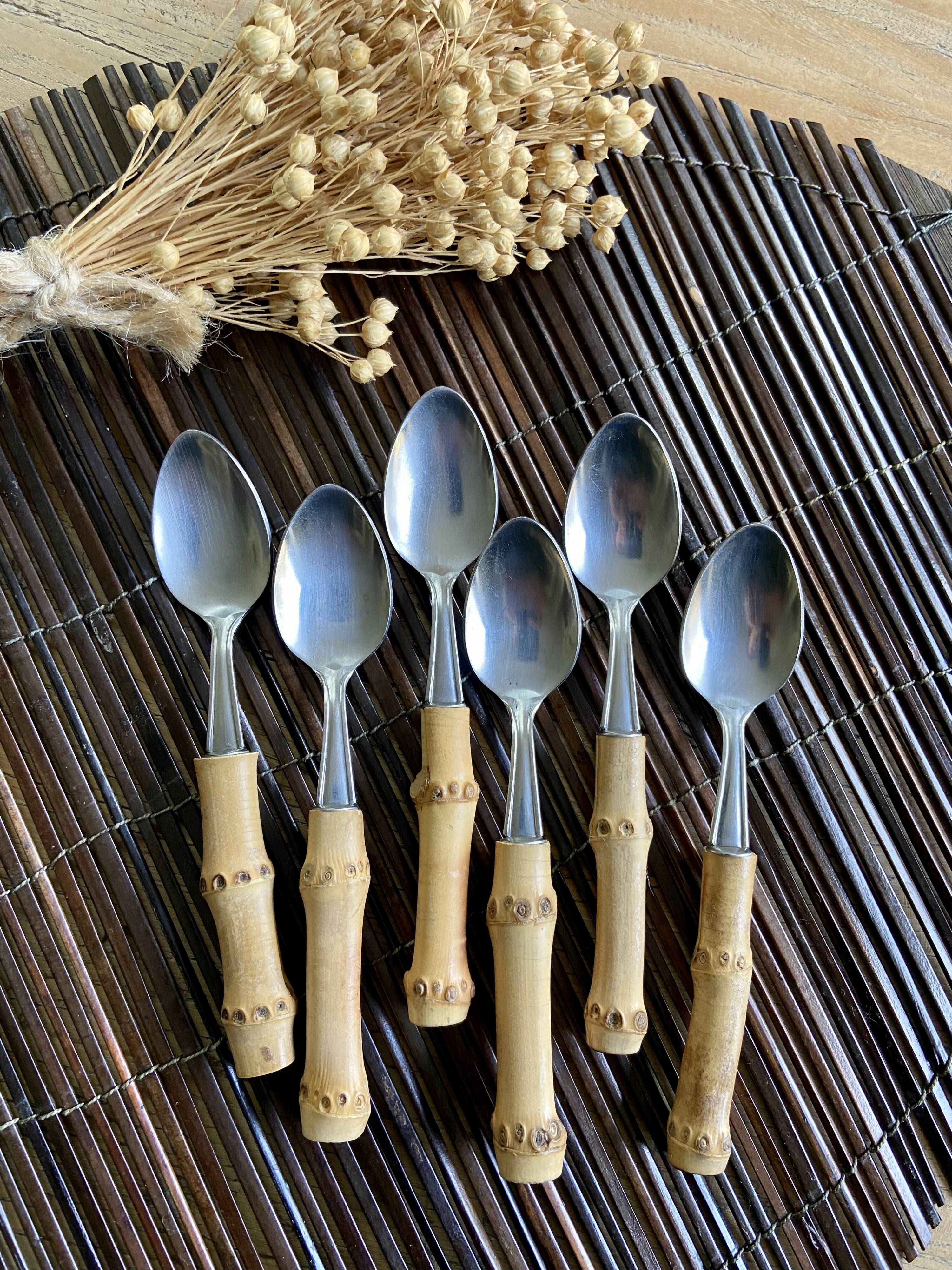 6 small vintage spoons Bamboo Japan