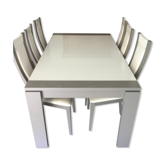 Dining table with cased extensions