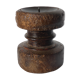 Candle holder round wood old teak patina of origin India