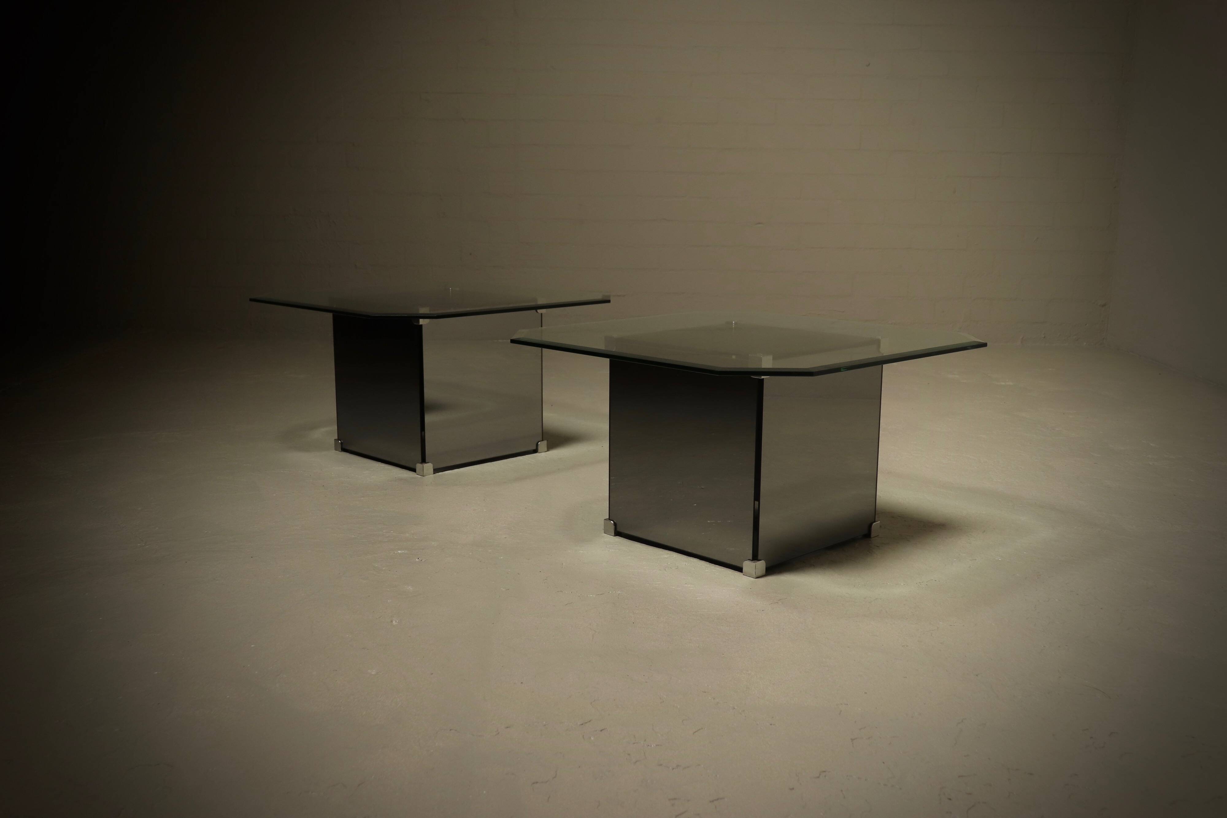 Pair of Mirrored Glass Coffee Tables 1980s