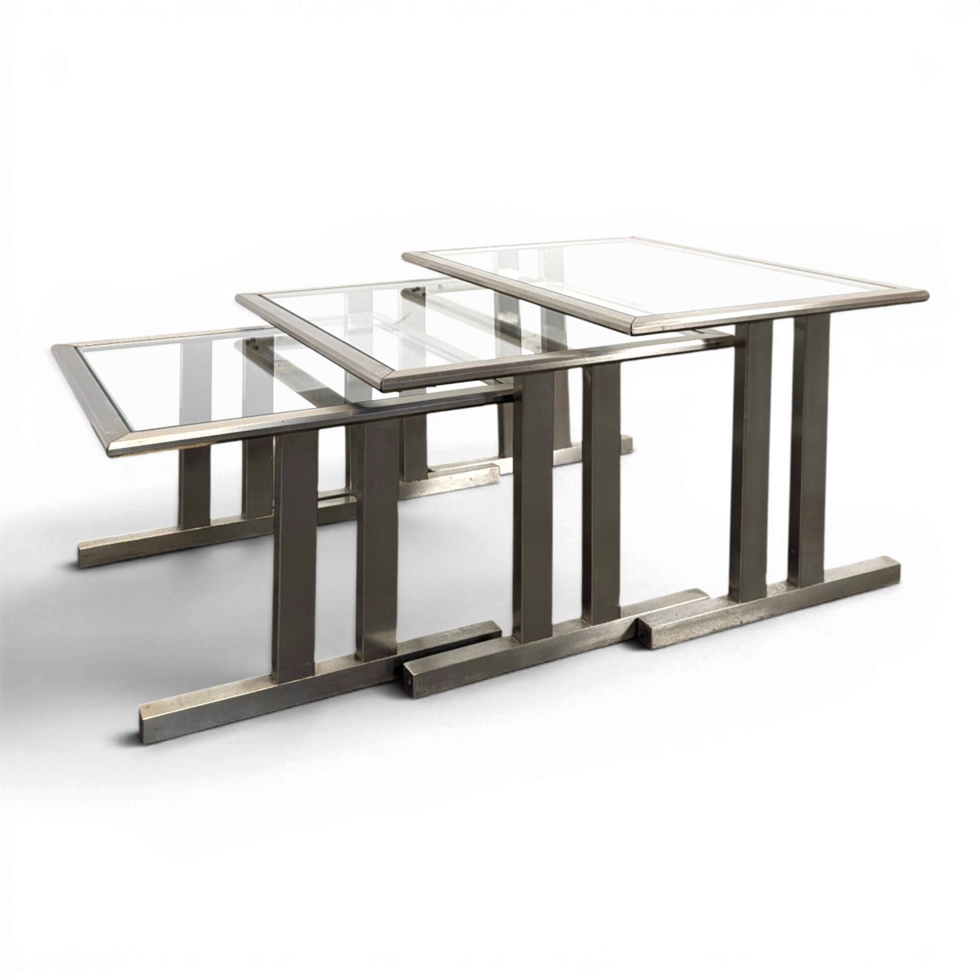 Set de tables gigognes en acier chromé Space Age