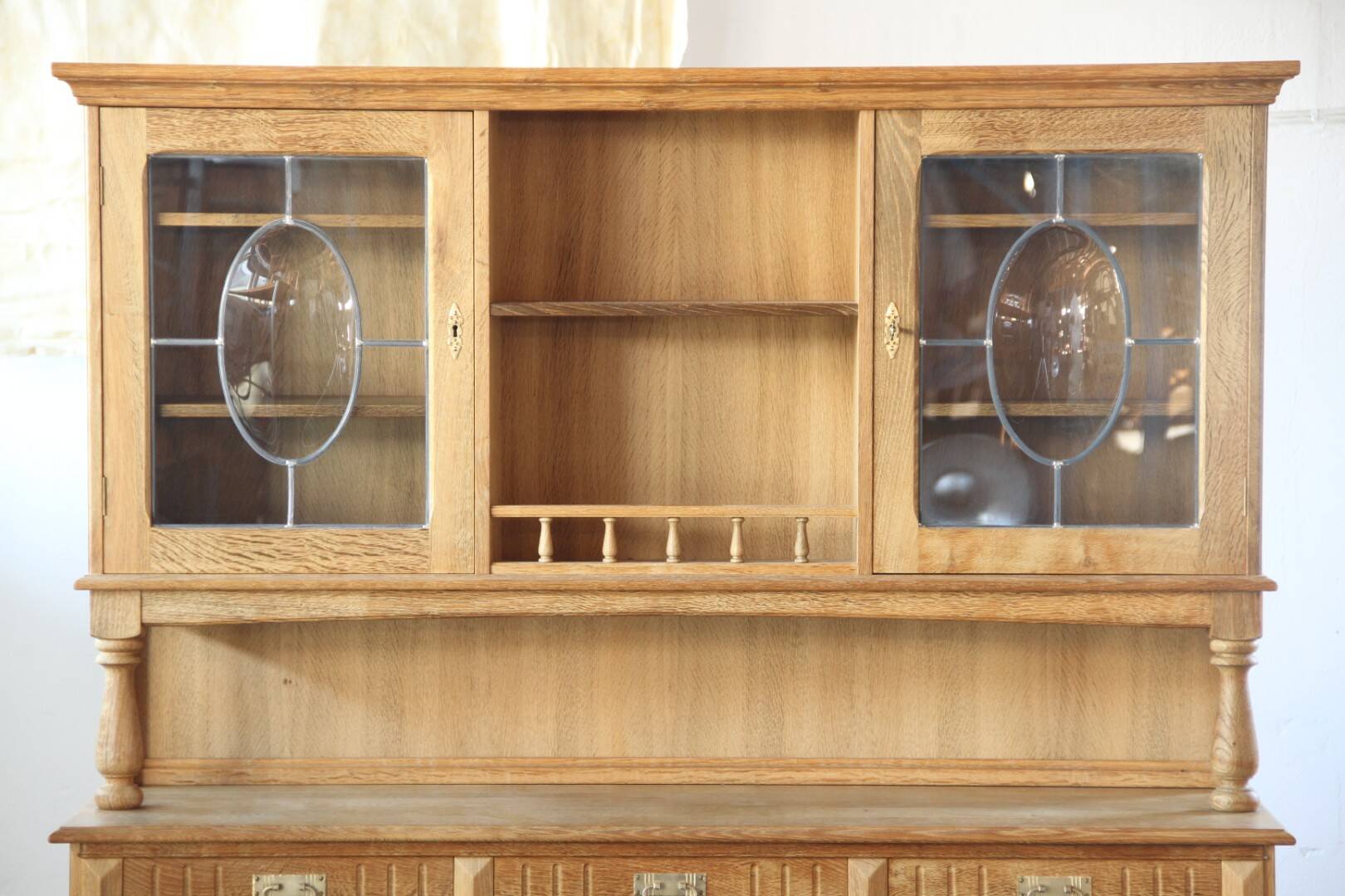 Vintage 1970 Danish Brutalist Light Oak Dining Cabinet, Henning Kjærnulf style