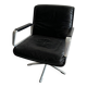 Wilkhahn Delta lounge chair in black leather with polished aluminum base and footrest (1970s)