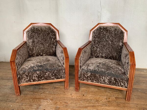 Paire de fauteuils et banquette art déco année 1930