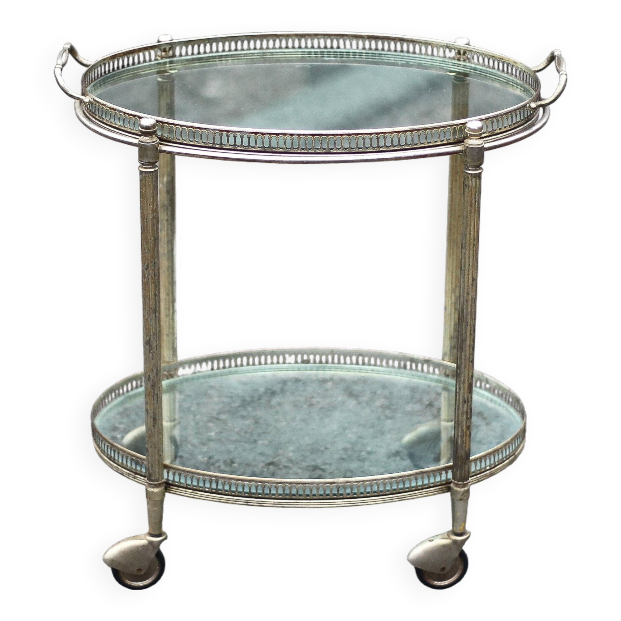 Vintage serving trolley, living room furniture, oval serving trolley, occasional furniture, shelf, bar on wheels