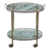 Vintage serving trolley, living room furniture, oval serving trolley, occasional furniture, shelf, bar on wheels