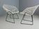 Set of two Diamond chair by Harry Bertoia in white & black metal. 1960s