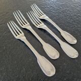 François Dominique Naudin (1805-1840) - Series of 4 table forks - In sterling silver