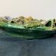 Old Hollow Round Plate in Majolica Barbotine Decorated with Bindweed and Nuts