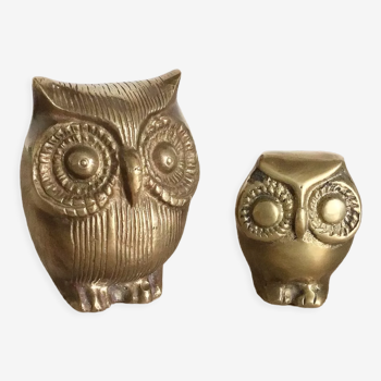 Set of 2 vintage brass owls