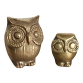 Lot de 2 hiboux vintage en laiton