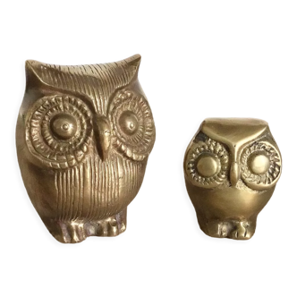 Set of 2 vintage brass owls