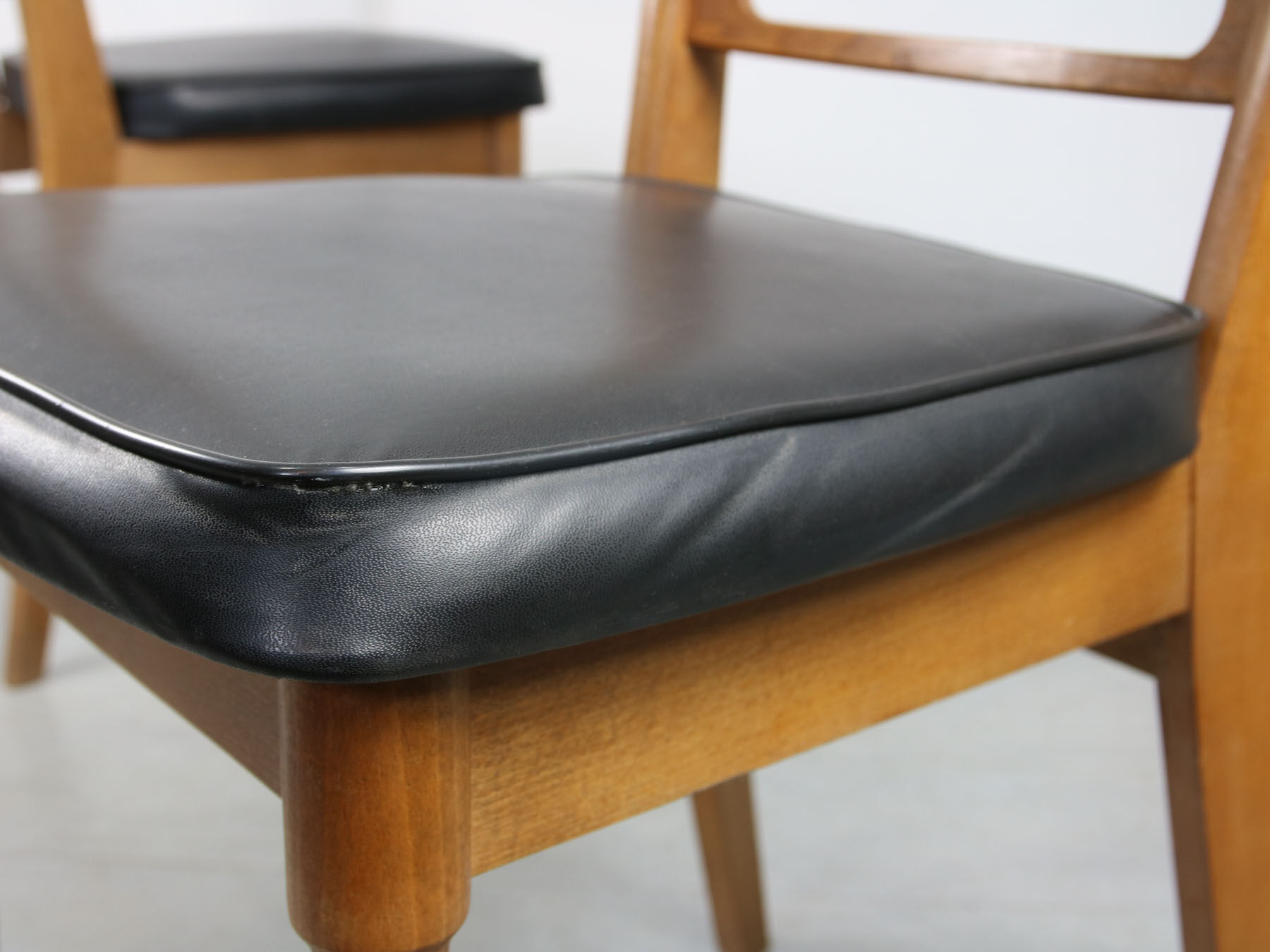 Vintage wooden & brass dining chairs