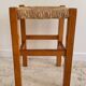Paire de tabourets bois et paille vintage
