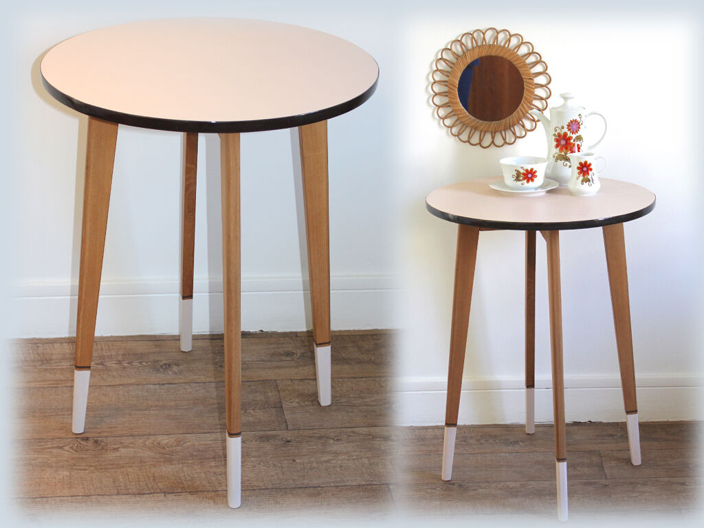 Table guéridon pieds compas