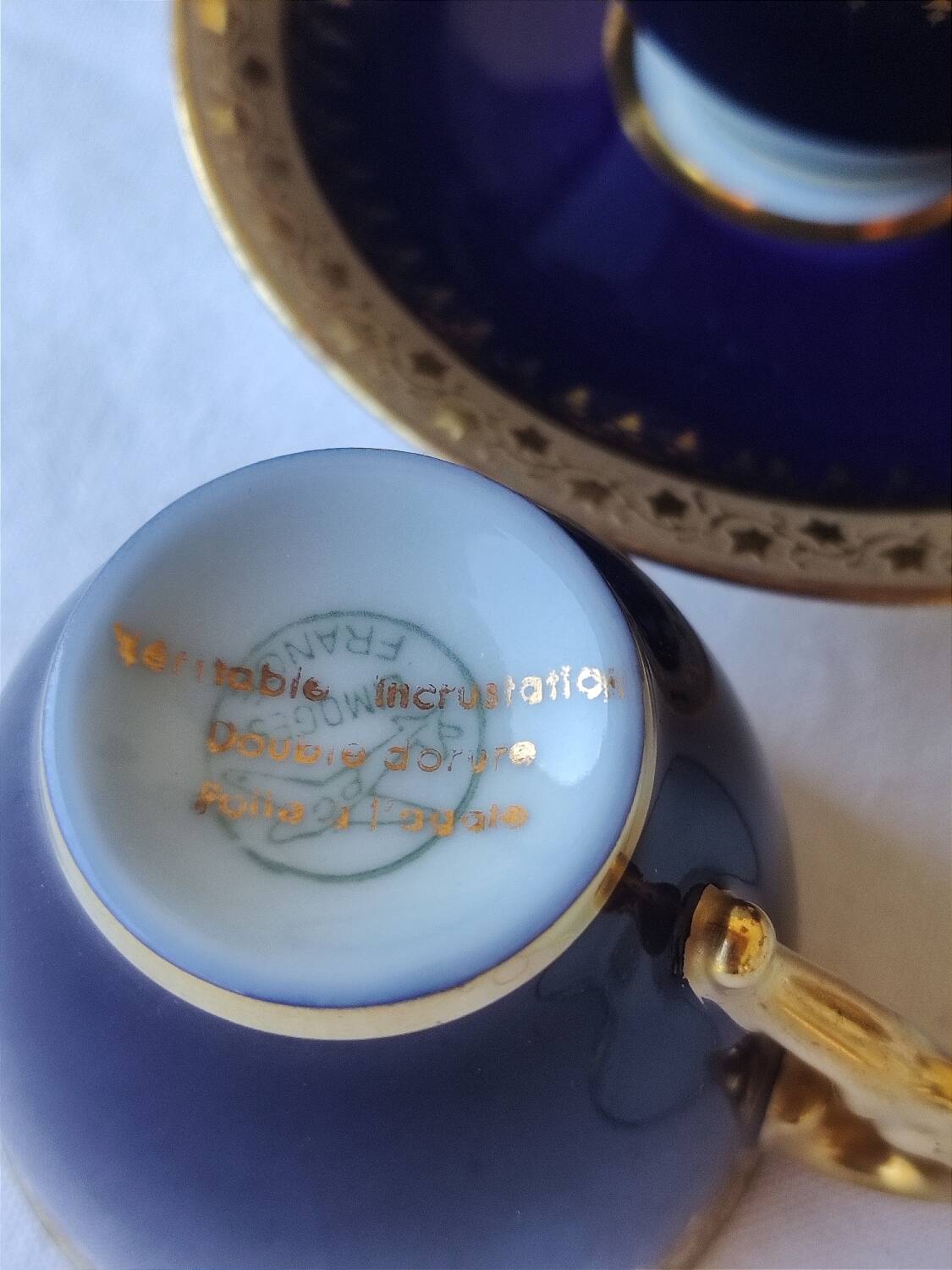 Blue and gold coffee service - Limoges porcelain