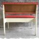 Coffre banquette vintage bois laqué blanc et tissus - 1970