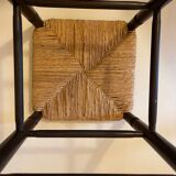High stool made of wood and straw
