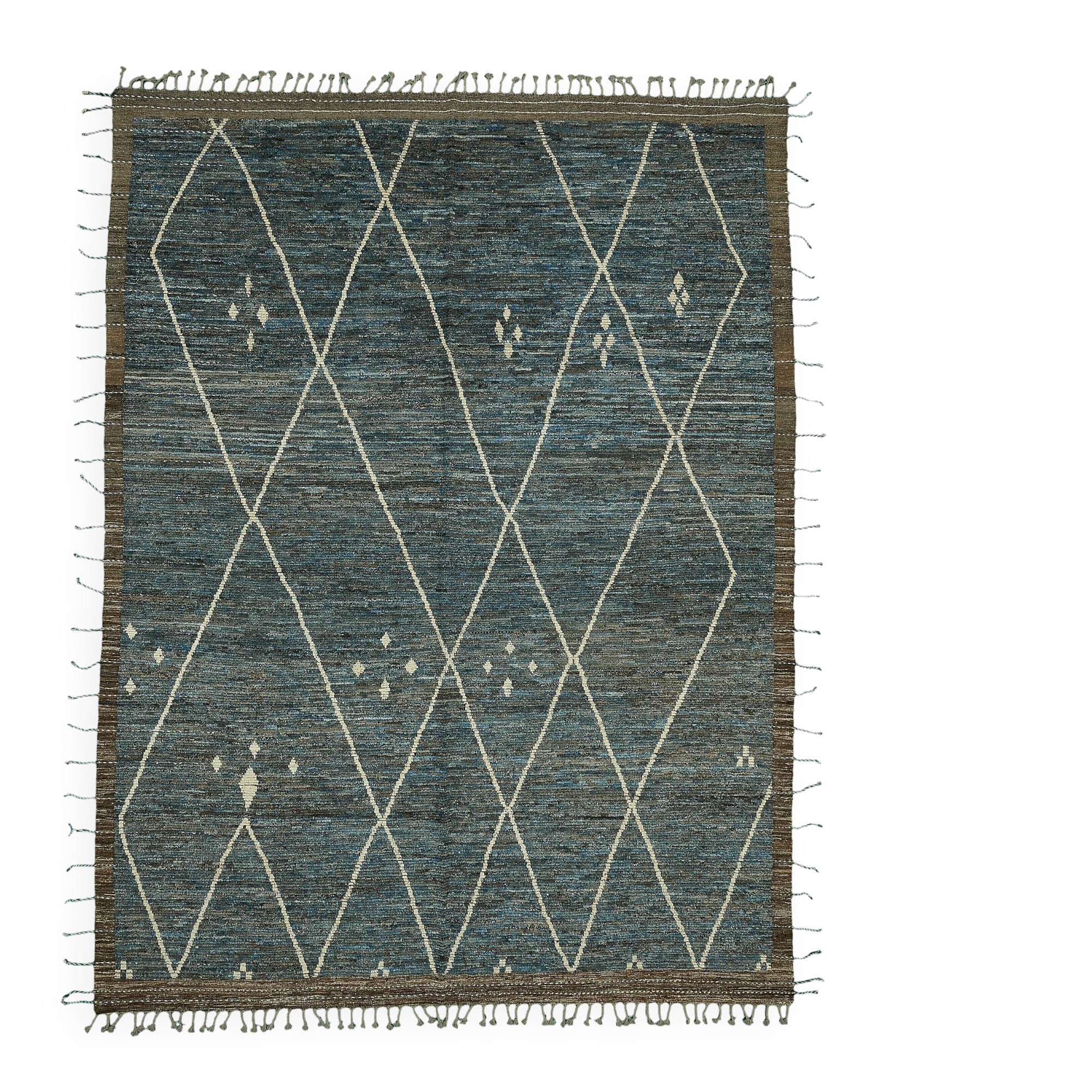 Hand-Knotted Turkish Contemporary 290 cm x 383 cm Blue Wool Carpet