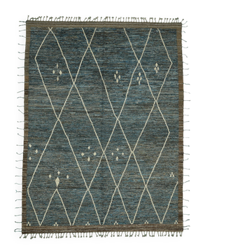 Tapis en laine bleu contemporain turc fait à la main de 290 cm x 383 cm