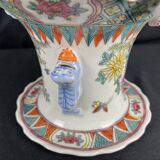 China, polychrome porcelain vase with relief decoration, 20th century