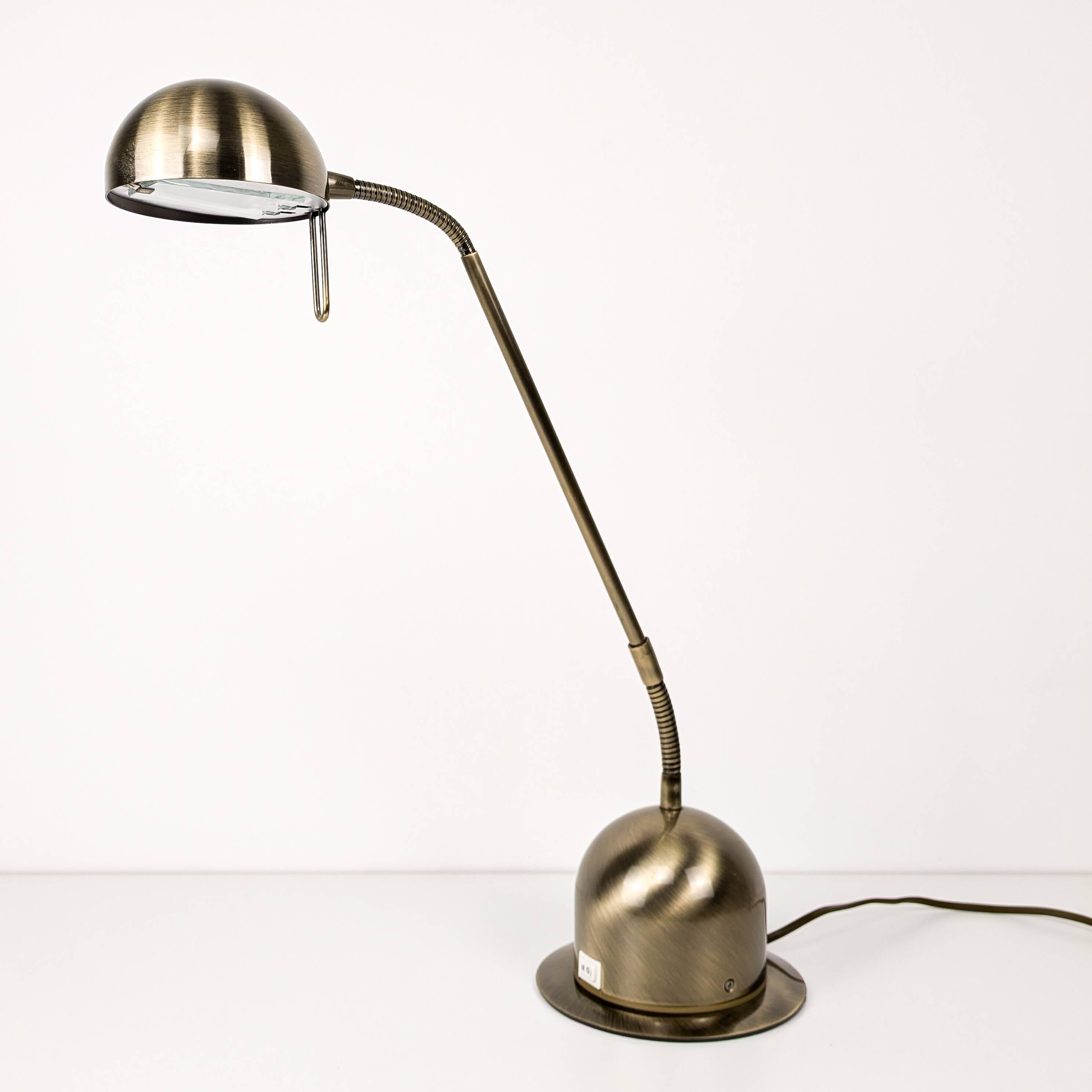 Vintage Lampe de table laiton Col de cygne Lampe de chevet Or Brossé réglable Rétro Mid Century Lamp