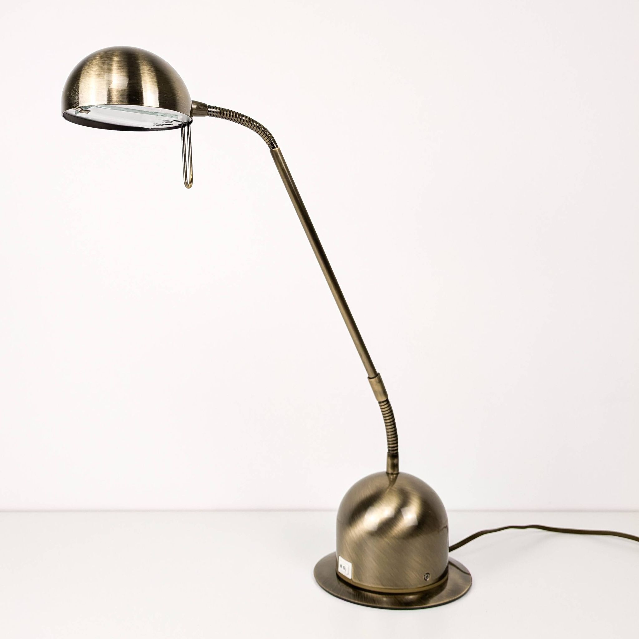 Vintage Lampe de table laiton Col de cygne Lampe de chevet Or Brossé réglable Rétro Mid Century Lamp