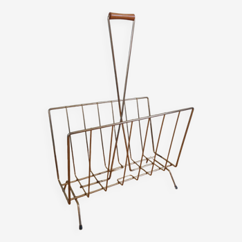 Golden metal magazine rack from the 60s - 70s