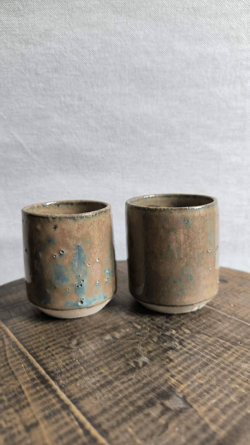 Set of 2 ceramic coffee cups, handcrafted stoneware, glazed