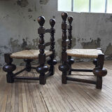 Pair of straw chairs