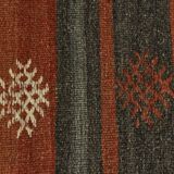 6x9 Green & Red Striped Pattern Kilim Area Rug, 175x266Cm