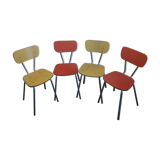 Set of 4 yellow and red formica chairs