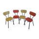 Set of 4 yellow and red formica chairs